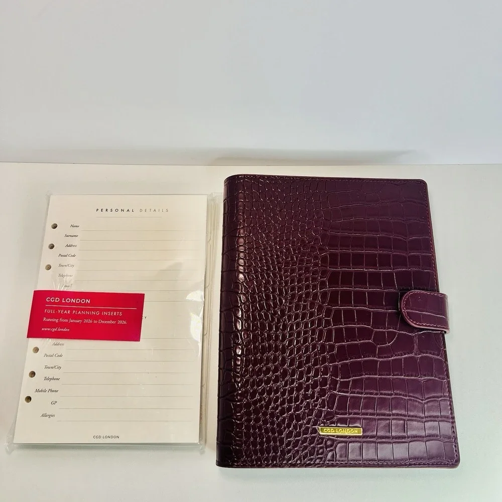 CGD London Classic Agenda & Full Year Planning Inserts Burgundy Vegan Croc